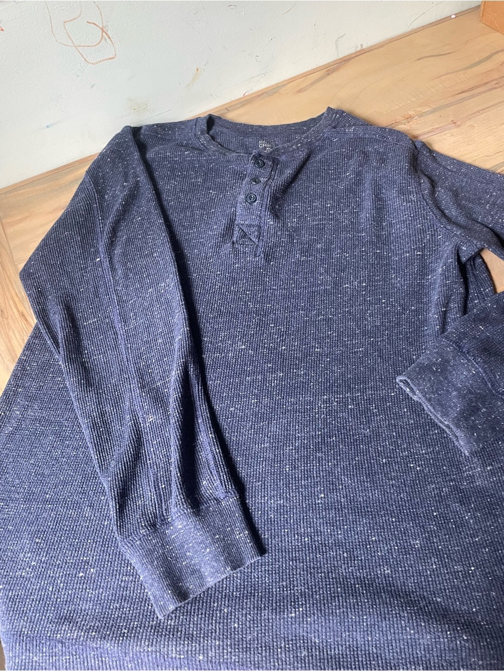 Falls Creek Navy Speckle Crewneck Henley Sweater